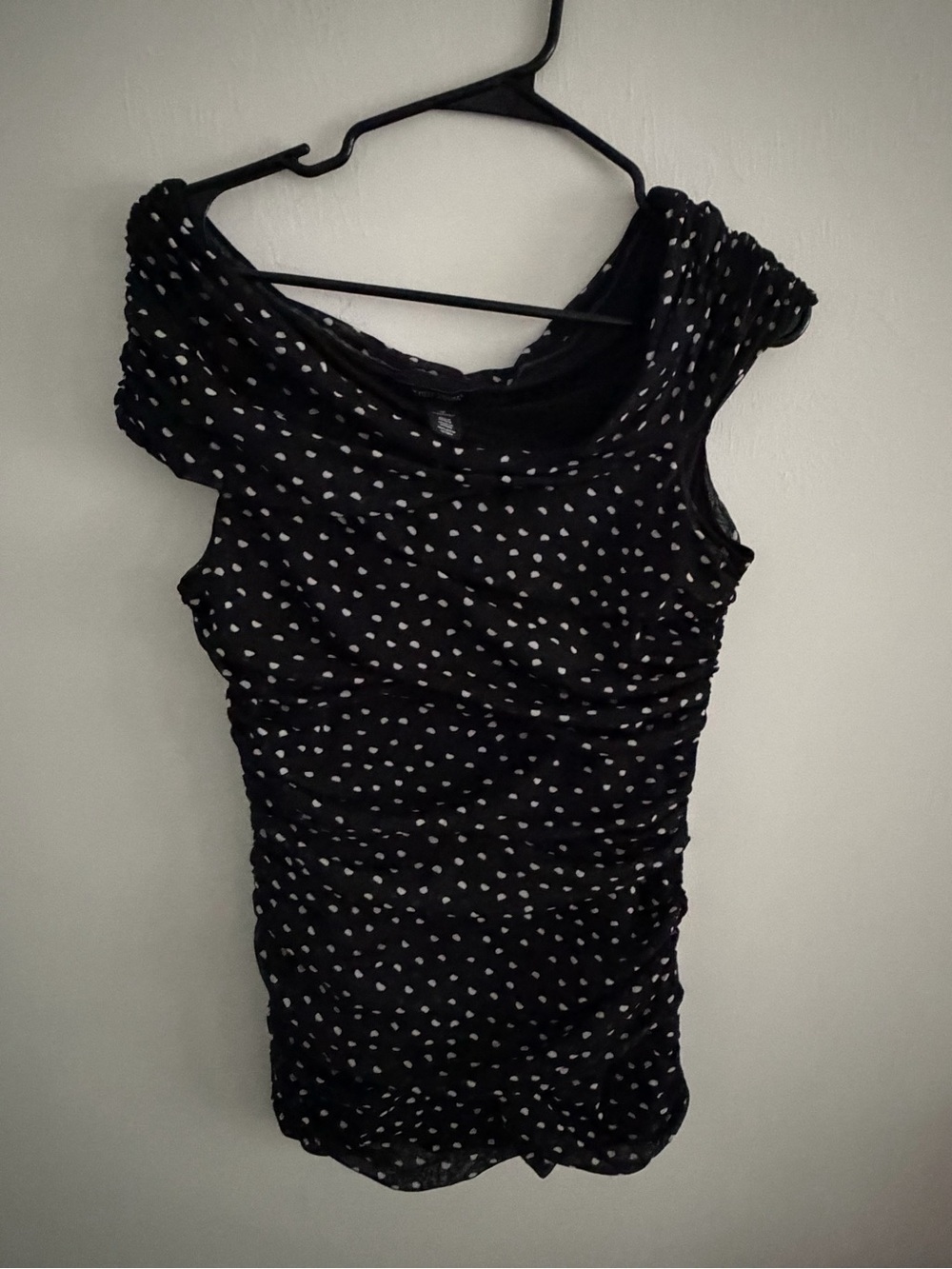 Black Polka Dot Ruched Women’s Top